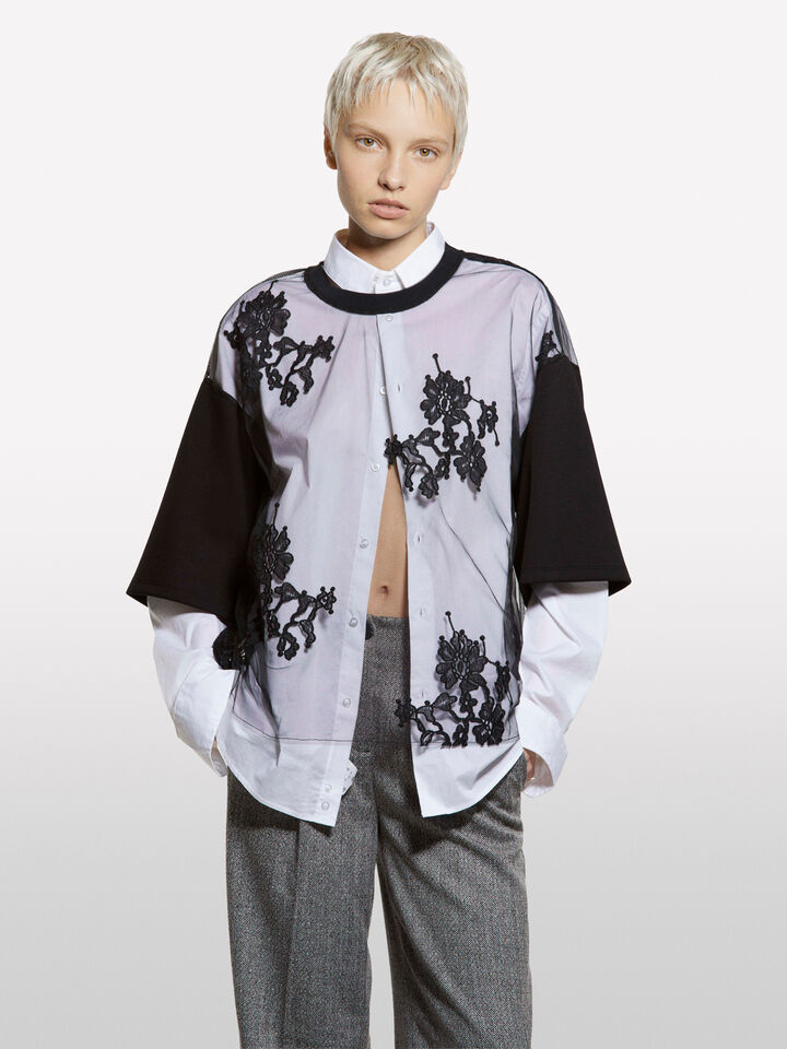 T-shirt nera in pizzo  - t-shirt a manica corta da donna - Nero | Sisley image number 3